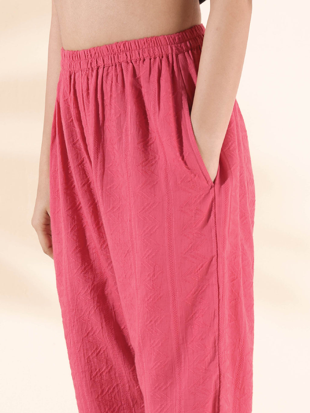 trueBrowns Pink Cotton Dobby Oversized Co-ord Set | Grocsy