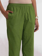 trueBrowns Green Cotton Placement Print Kurta Co-ord Set | Grocsy