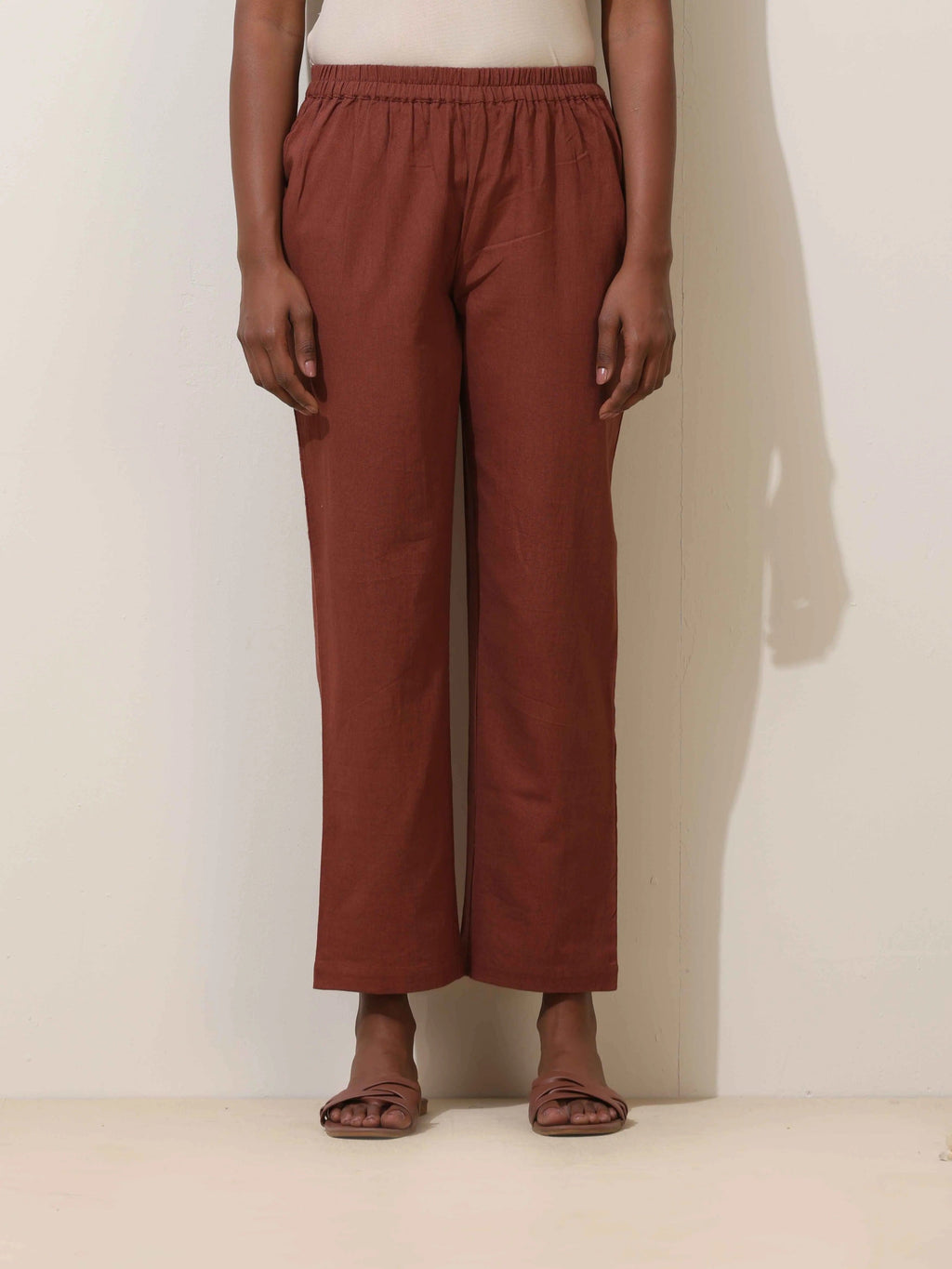 trueBrowns Brown Cotton Linen Kurta Co-Ord Set | Grocsy