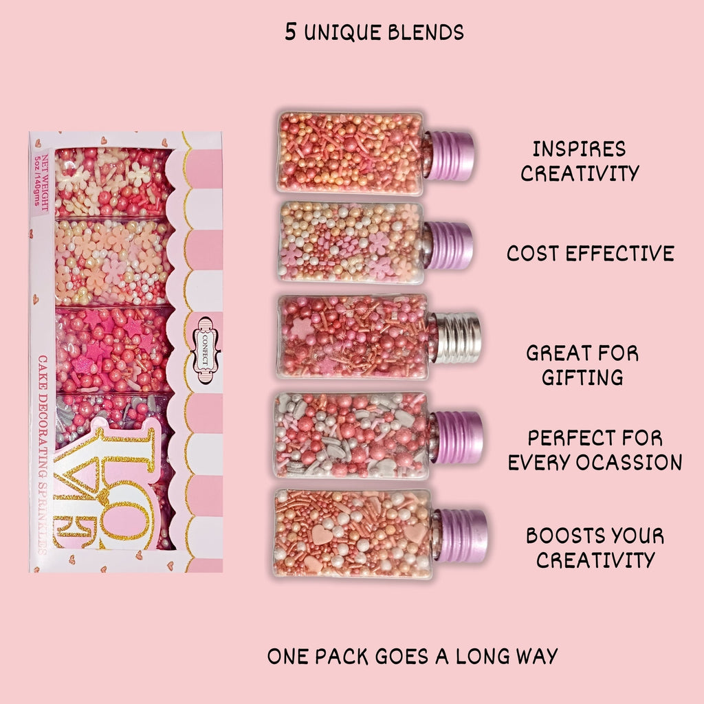Confect Valentine Sprinkles | 15 Edible Decoration for Baking & Dessert | Grocsy