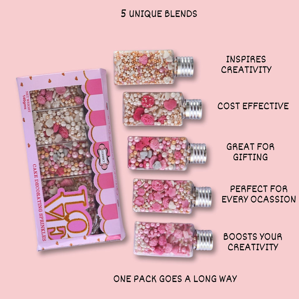 Confect Silver Hearts & White Pearls | Edible Mother's Day Sprinkles | Grocsy