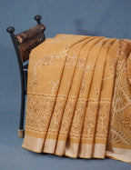 Shades of Light Mustard Colour Floral Print Semi Chanderi Saree By Gayathri Reddy Designer Studio | Grocsy