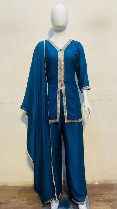 Anaita Teal Stylish Readymade Co-Ords Set | Grocsy