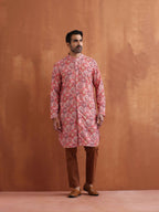 trueBrowns Men's Beige Printed Front Open Kurta | Grocsy