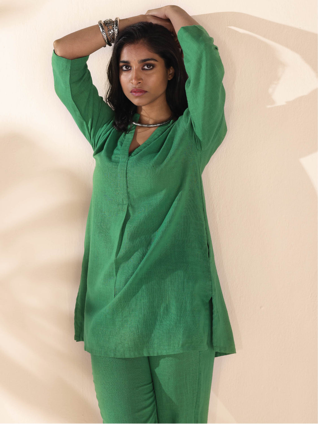 trueBrowns Green Cotton Relaxed Co-ord Set | Grocsy