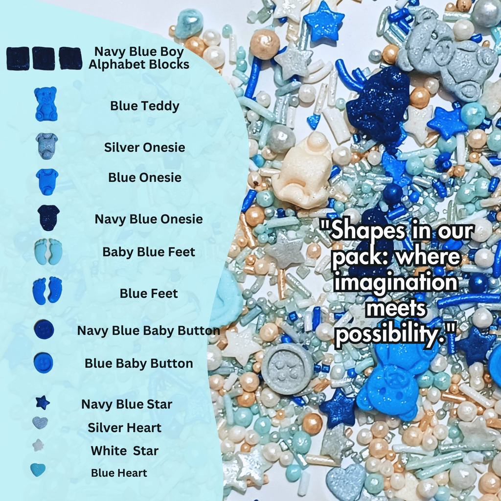 Confect Boys Baby Shower Sprinkles | Gender Reveal Sprinkles | Edible Sprinkles Assorted | Grocsy