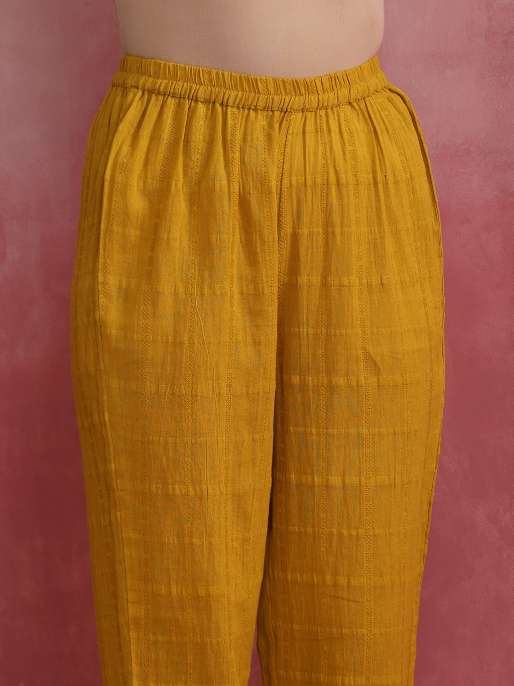 trueBrowns Mustard Cotton Dobby Kurta Set | Grocsy