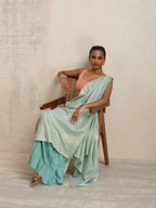 trueBrowns Blue Gold Lurex Ready To Wear Saree | Grocsy