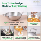 The Indus Valley TurboCuk Tri-ply Stainless Steel Kadai, Premium Quality, 3 Layer Thick Body, 100% Toxin-free, Non-stick, Induction & Gas, Free ₹110 Spatula, 1.7/2.7/3.5L | Grocsy