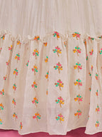 Myra White Chinon Silk Embroidered Gown | Grocsy