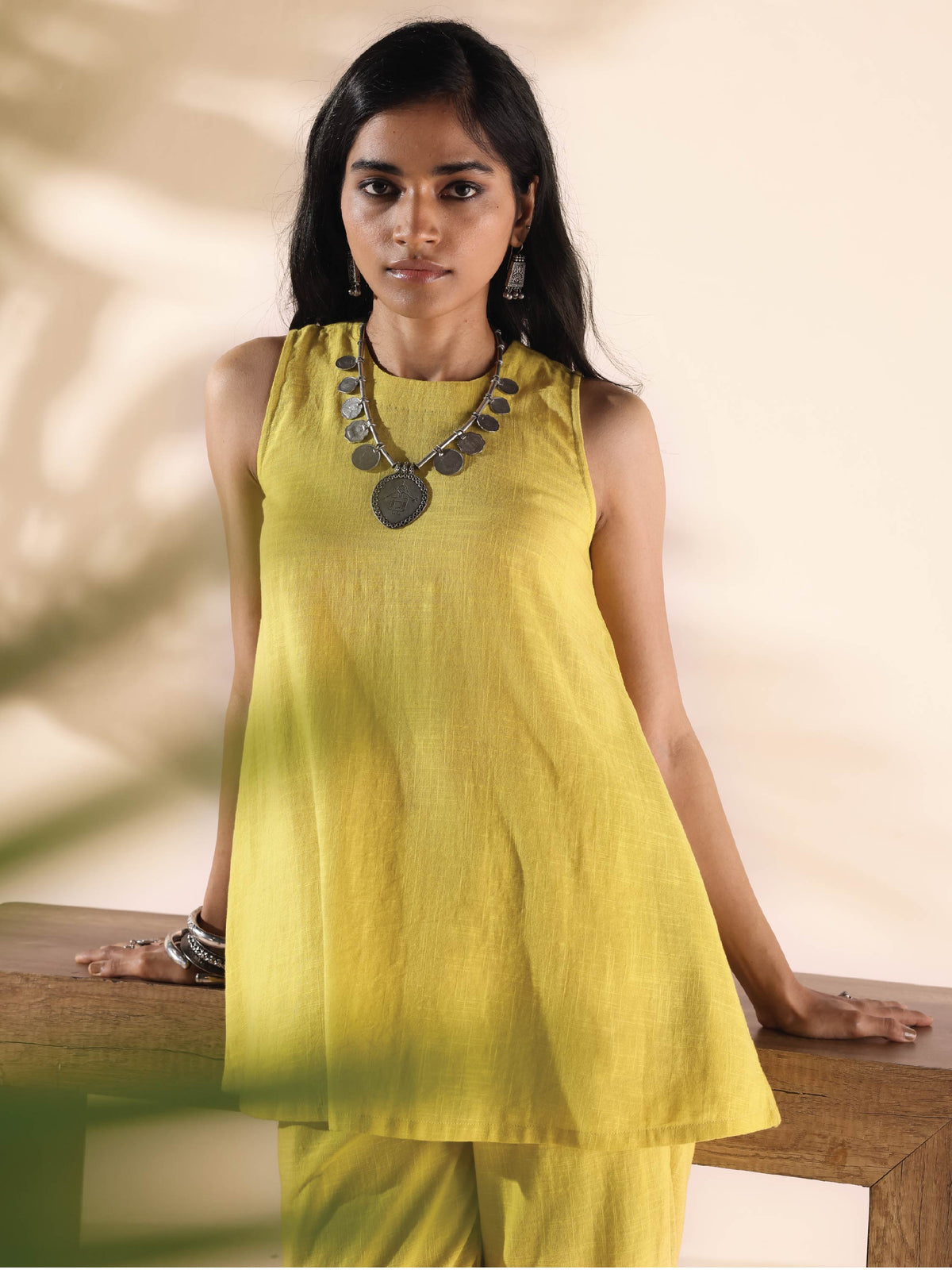 trueBrowns Lime Cotton Sleeveless Co-ord Set | Grocsy