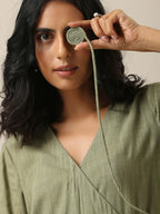 trueBrowns Sage Slub Texture Angrakha Pant Set | Relove | Grocsy