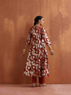 trueBrowns Rust Metallic Angrakha Kurta Set | Grocsy