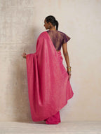 trueBrowns Pink Gold Metallic Ready To Wear Saree | Grocsy