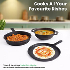The Indus Valley CASTrong Cast Iron Cookware Set: Tawa + Fry Pan + Wok Kadai, Kitchen set for Home, Pre-seasoned,100% Pure Cast Iron Cookware,Toxin-free Pots and Pans,Tadka Pan | Grocsy