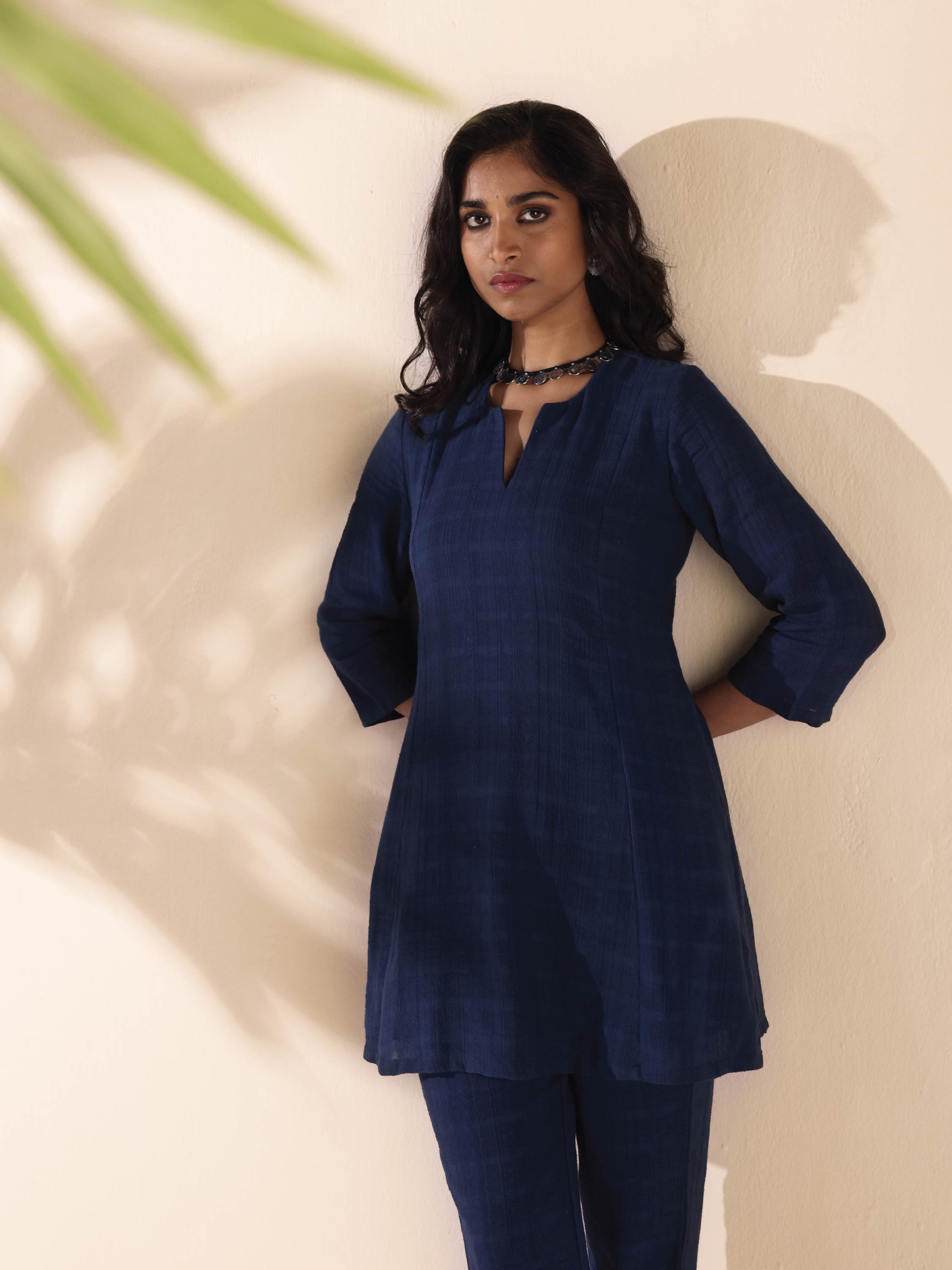 trueBrowns Blue Cotton Dobby Regular Co-ord Set | Grocsy