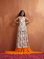 trueBrowns Off White Print Sharara Set | Grocsy