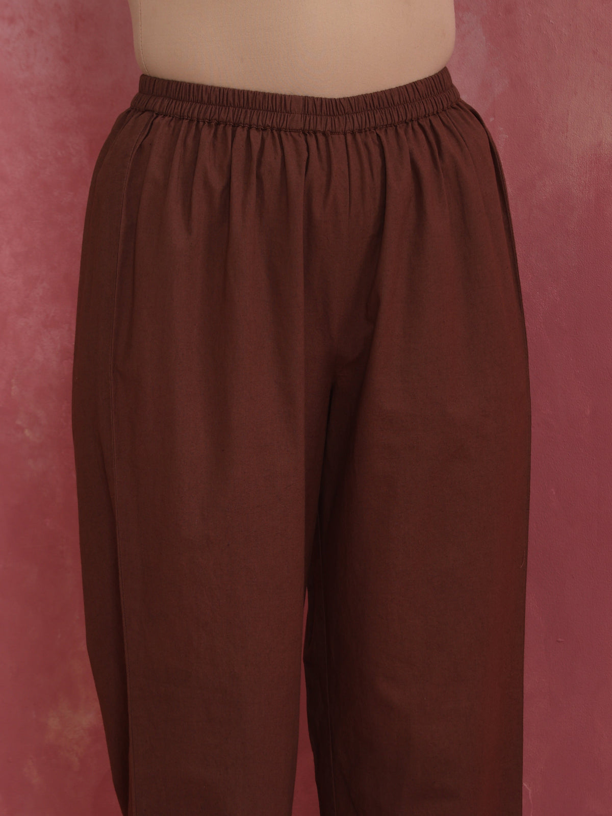 trueBrowns Brown Cotton Dobby Kurta Co-ord set | Grocsy