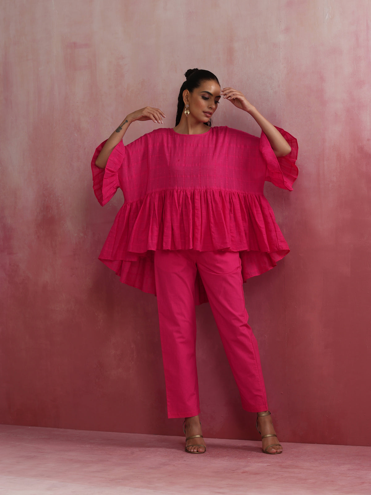 trueBrowns Pink Cotton Dobby Co-ord set | Grocsy