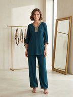 Anaita Teal Stylish Readymade Co-Ords Set | Grocsy