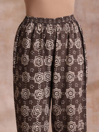 trueBrowns Clay Dabu Buta Print Cotton Sleeveless Flared Kurta Pant Set | Grocsy