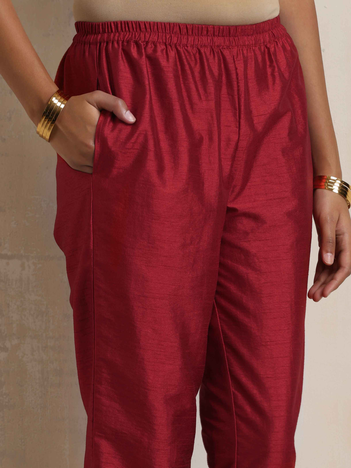 trueBrowns Purple Silk Anarkali Kurta Pant Dupatta Set | Grocsy