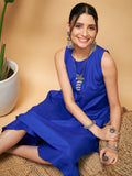 InWeave Women's Ink Blue Short Kurta Palazzo Set | Grocsy