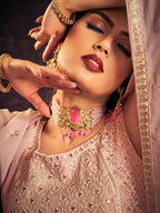 Myra Baby Pink Real Georgette Designer Gown Style Suit | Grocsy