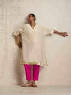 trueBrowns Ivory Tissue Kurta Co-ord Set | Grocsy