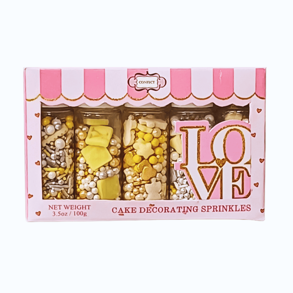 Confect Gender Reveal Mix Silver Baby Feet & Feeding Bottle Baby Shower Sprinkles | Grocsy