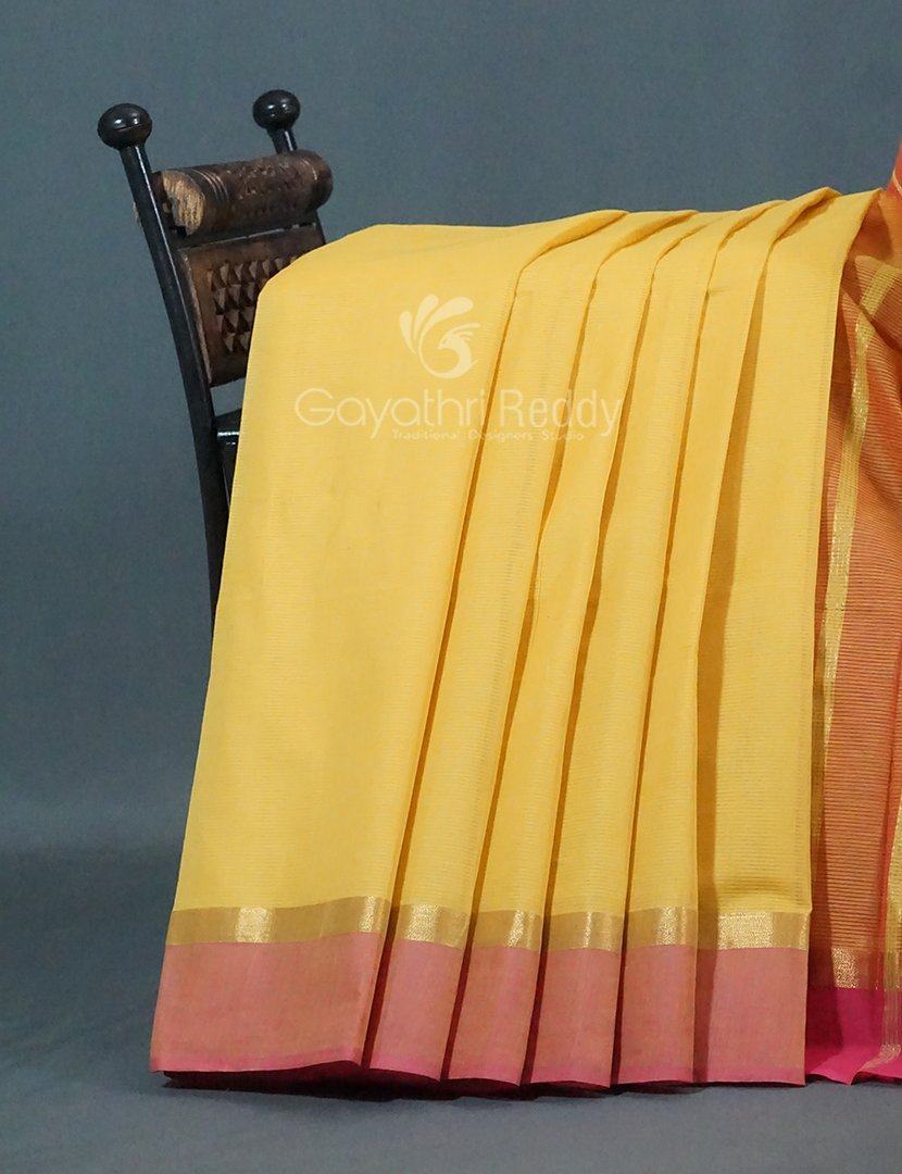 Shades of Yellowish Pure Mangalgiri Cotton By Gayathri Reddy Designer Studio | Grocsy