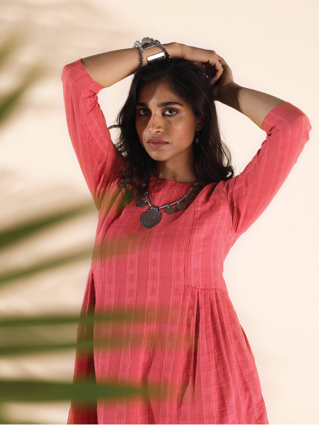 trueBrowns Pink Cotton Dobby Co-ord Set | Grocsy