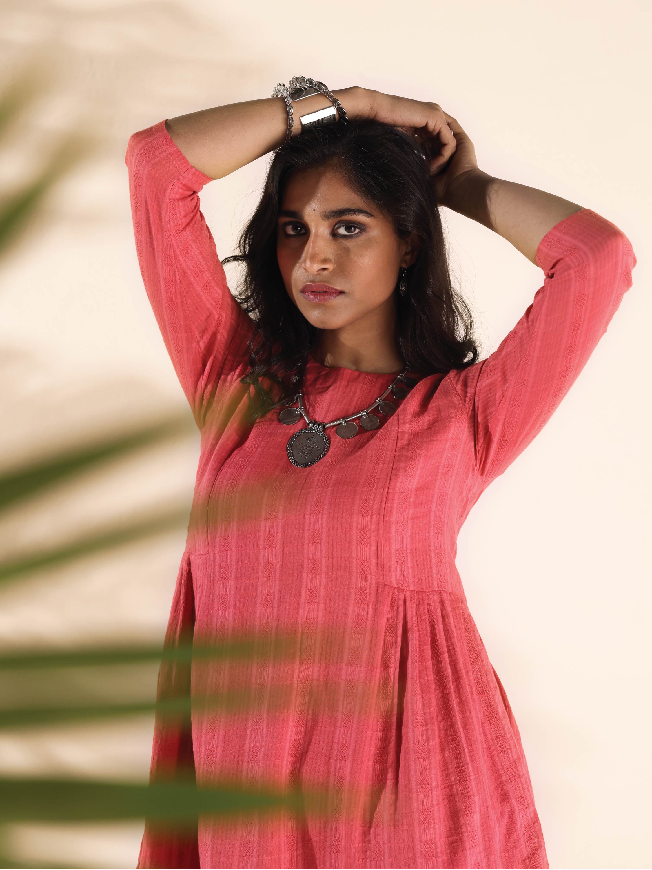 trueBrowns Pink Cotton Dobby Co-ord Set | Grocsy