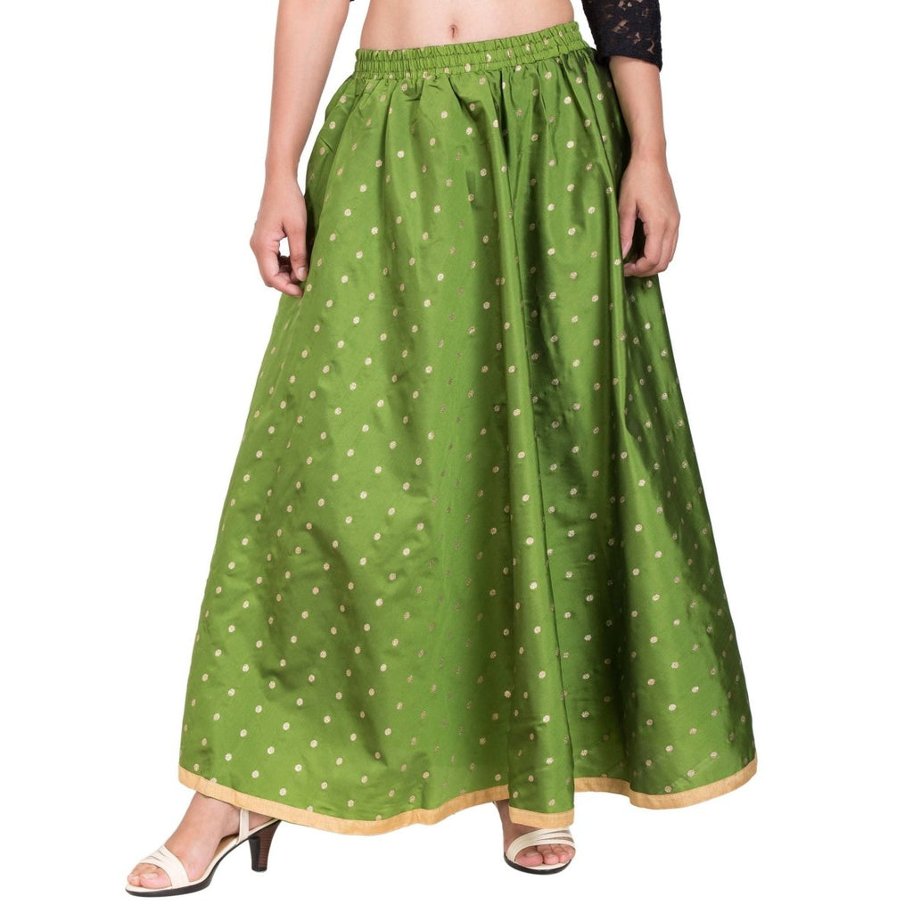 Asmaani Green Color Golden Zari Work Maxi Skirt | Grocsy