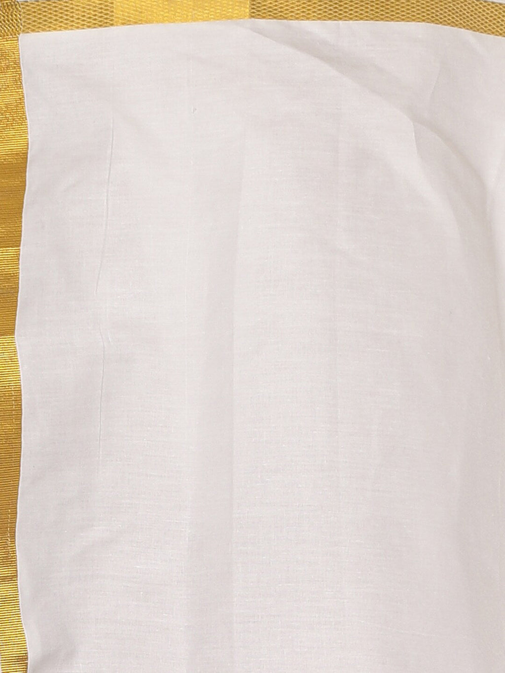 Sethukrishna Boys Gold-Toned & White Solid Shirt and Dhoti Set | Grocsy