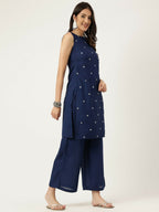 Joban Fashion Navy Blue Rayon and Embroidered Work Straight Kurta Bottom Set | Grocsy