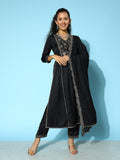 Sangria Floral Embroidered Angrakha Zari Kurta with Trousers & With Dupatta | Grocsy