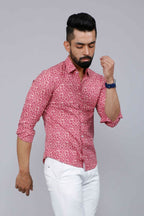 Miravan Men's Cotton Pink Floral Printed Shirt | Grocsy