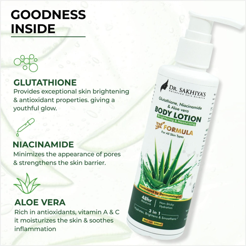 Dr.Sakhiya Body Lotion With Glutathione, Niacinamide & Aloe Vera | Grocsy