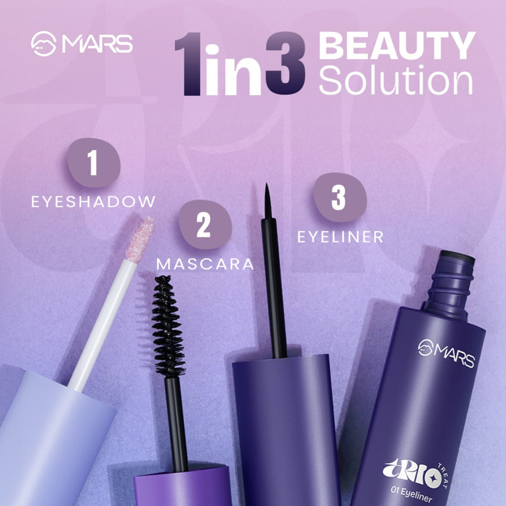 MARS Cosmetics Trio Treat, 3-In-1 Eye Makeup Kit With Eyeliner, Mascara & Eyeshadow | Grocsy