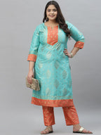 Sztori Ethnic Motifs Printed Gotta Patti Kurta with Trousers | Grocsy
