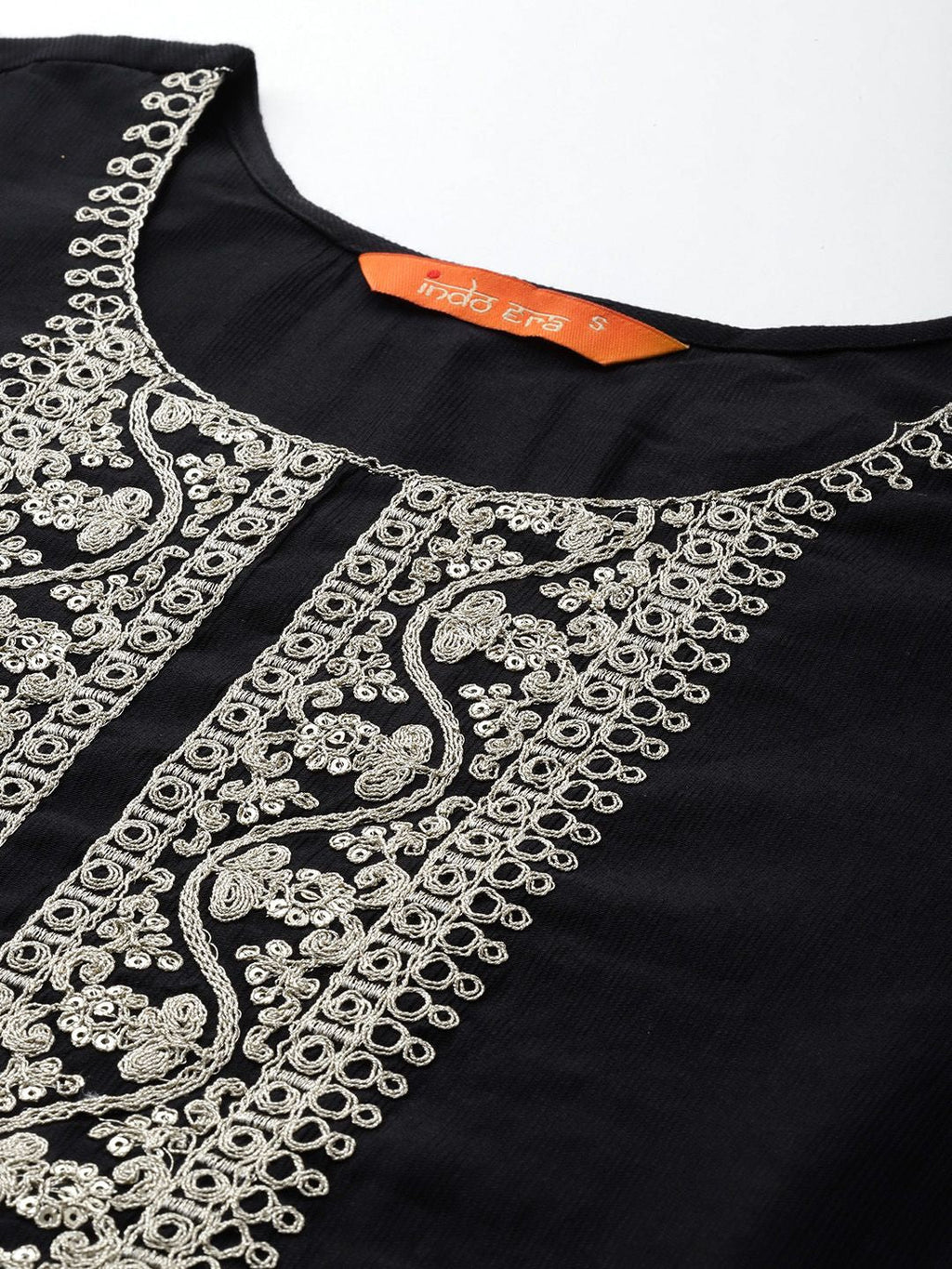 Indo Era Ethnic Motifs Zari Embroidered Liva Kurta With Trousers & Dupatta | Grocsy