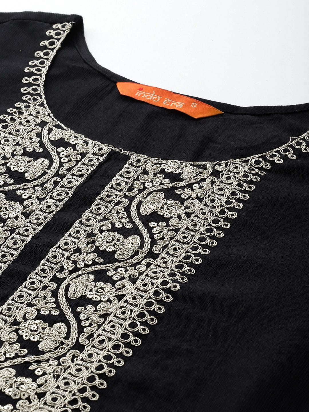 Indo Era Ethnic Motifs Zari Embroidered Liva Kurta With Trousers & Dupatta | Grocsy