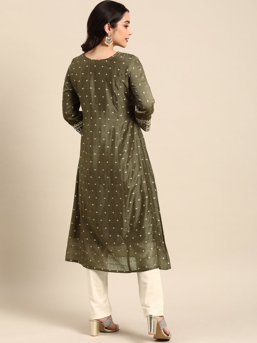 All About You Ethnic Motifs Embroidered Empire Sequinned Kurta with Trousers | Grocsy