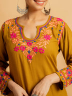 HOUSE OF KARI Floral Yoke Design Chikankari Kurta With Palazzo | Grocsy