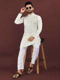Anaita White Embroidered Silk Straight Kurta | Grocsy