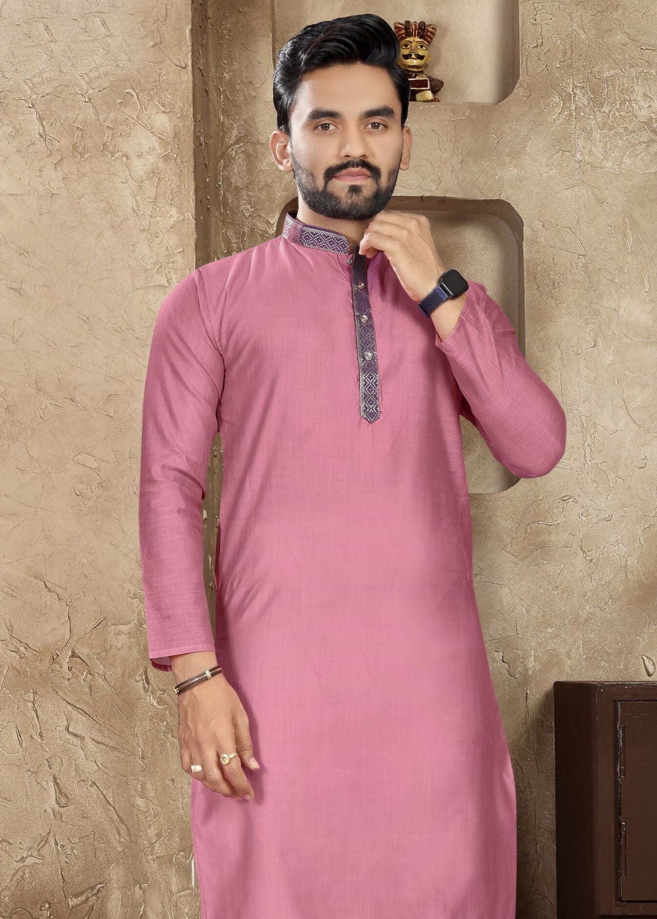 Anaita Pink Linen Silk Straight Kurta | Grocsy