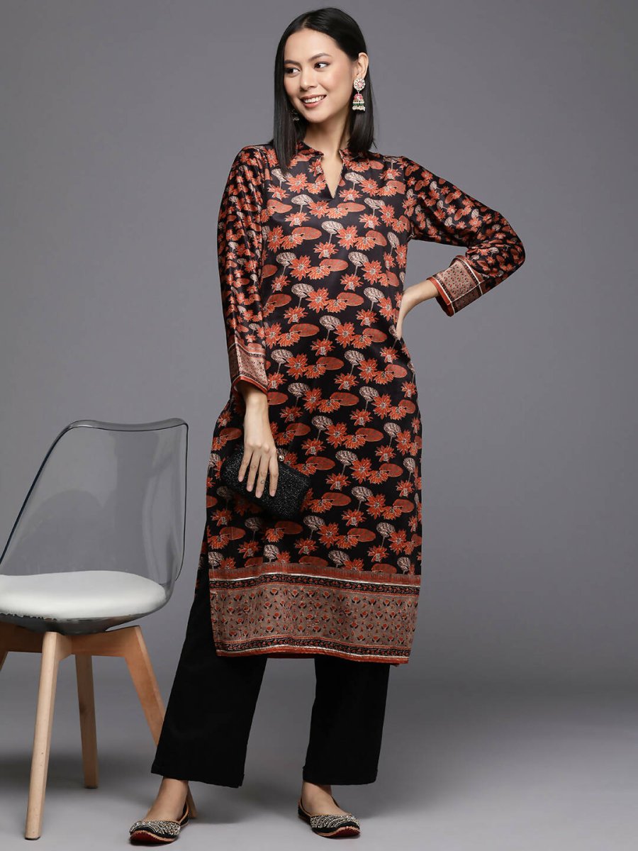 Ahalyaa Women's Traditional wear Kurta - Black | Grocsy