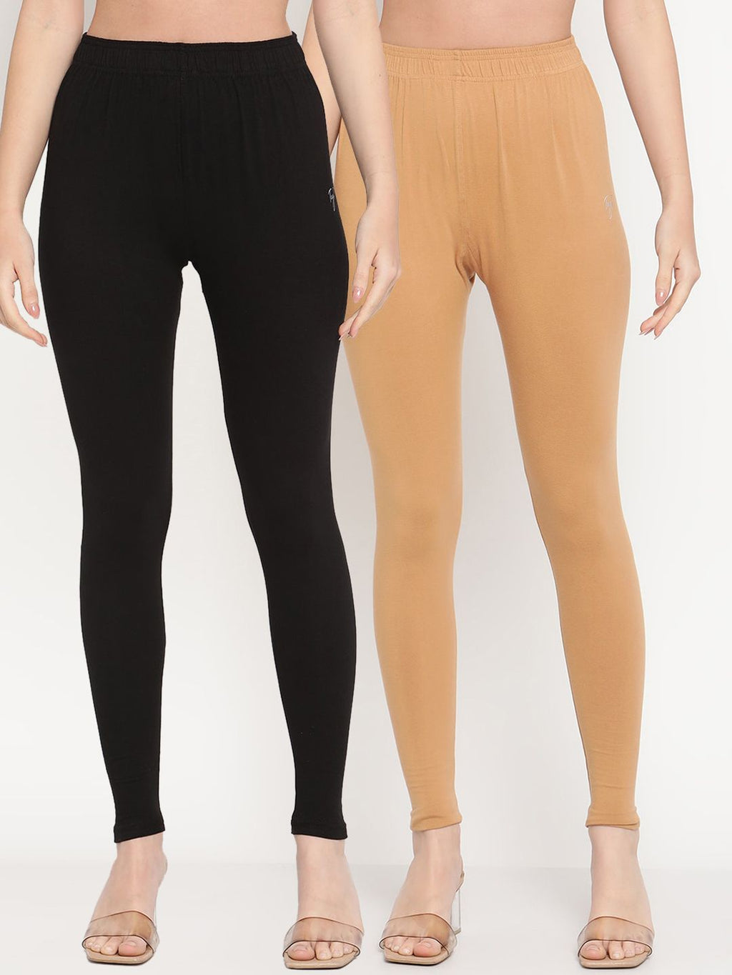TAG 7 Women Pack Of 2 Solid Comfort-Fit Ankle-Length Leggings | Grocsy