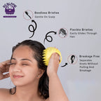Scalppie Silicon Hair Scalp Massager & Shampoo Brush Scrub For Hair Growth & Anti Dandruff - Yellow | Grocsy